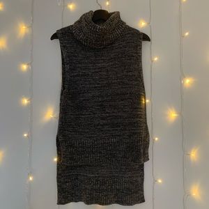 Gray turtleneck cable knit sweater vest